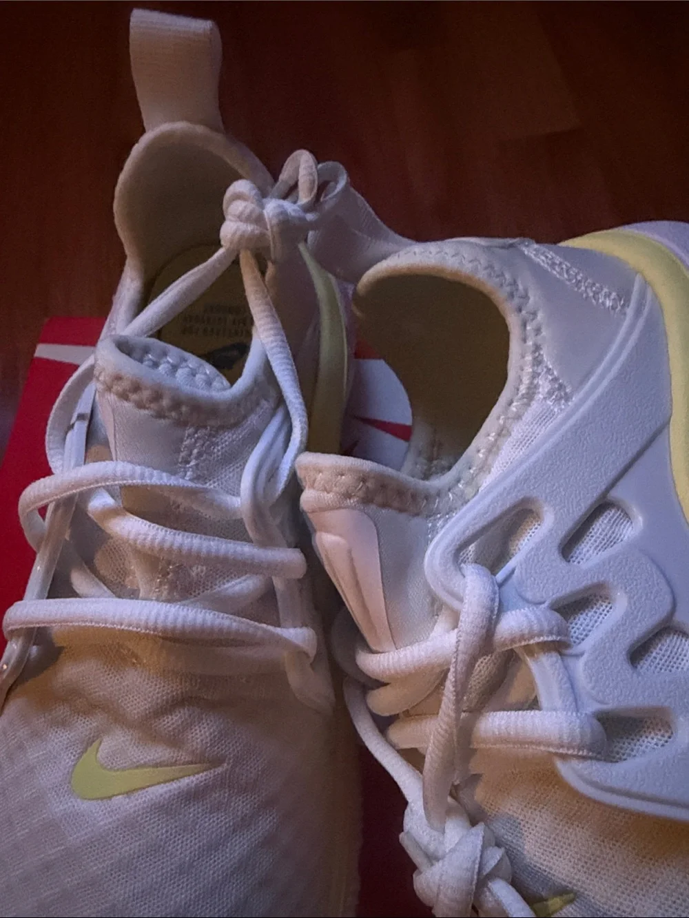 Nike White Athletic Sneakers with Blue Swoosh and Cream Trim